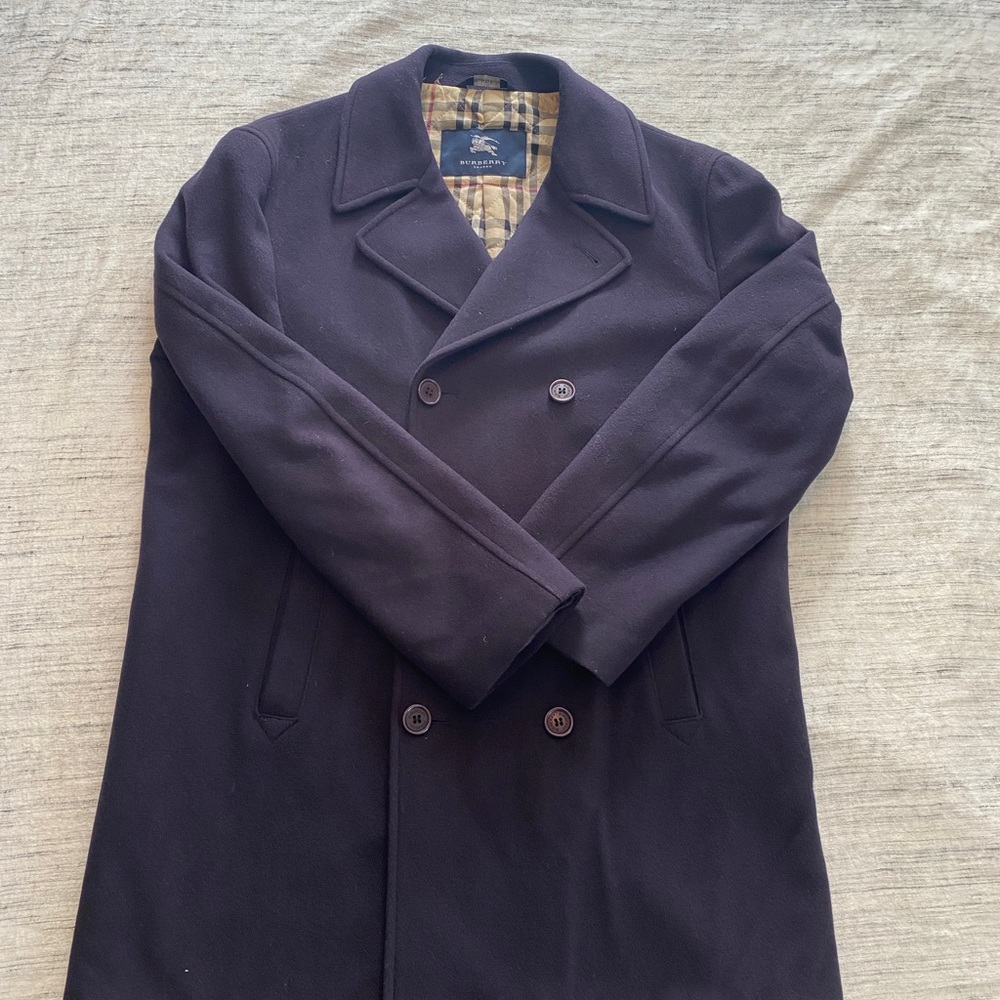 Vintage Burberry Cashmere Blend Pea Coat MADE IN ITALY